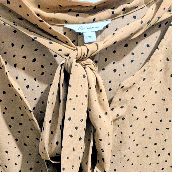 Reitmans Tan Polka Dot Women's Animal Print Top Flowy And Feminine - Picture 4 of 8